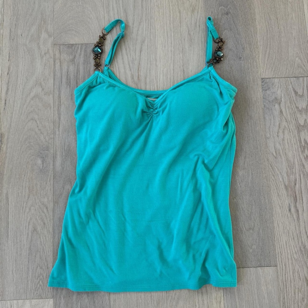 Cache Turquoise Camisole with Beaded Straps